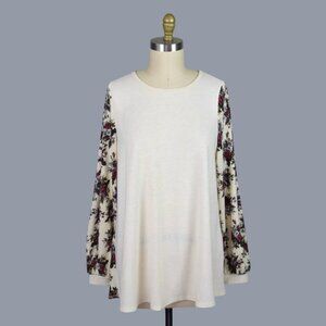 EASEL LA ROSE BOUQUET PRINT KNIT BASEBALL TEE SWEATER